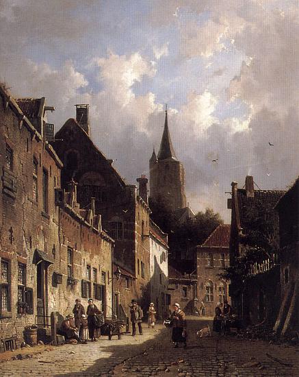 Adrianus Eversen A Dutch Street Scene oil painting image